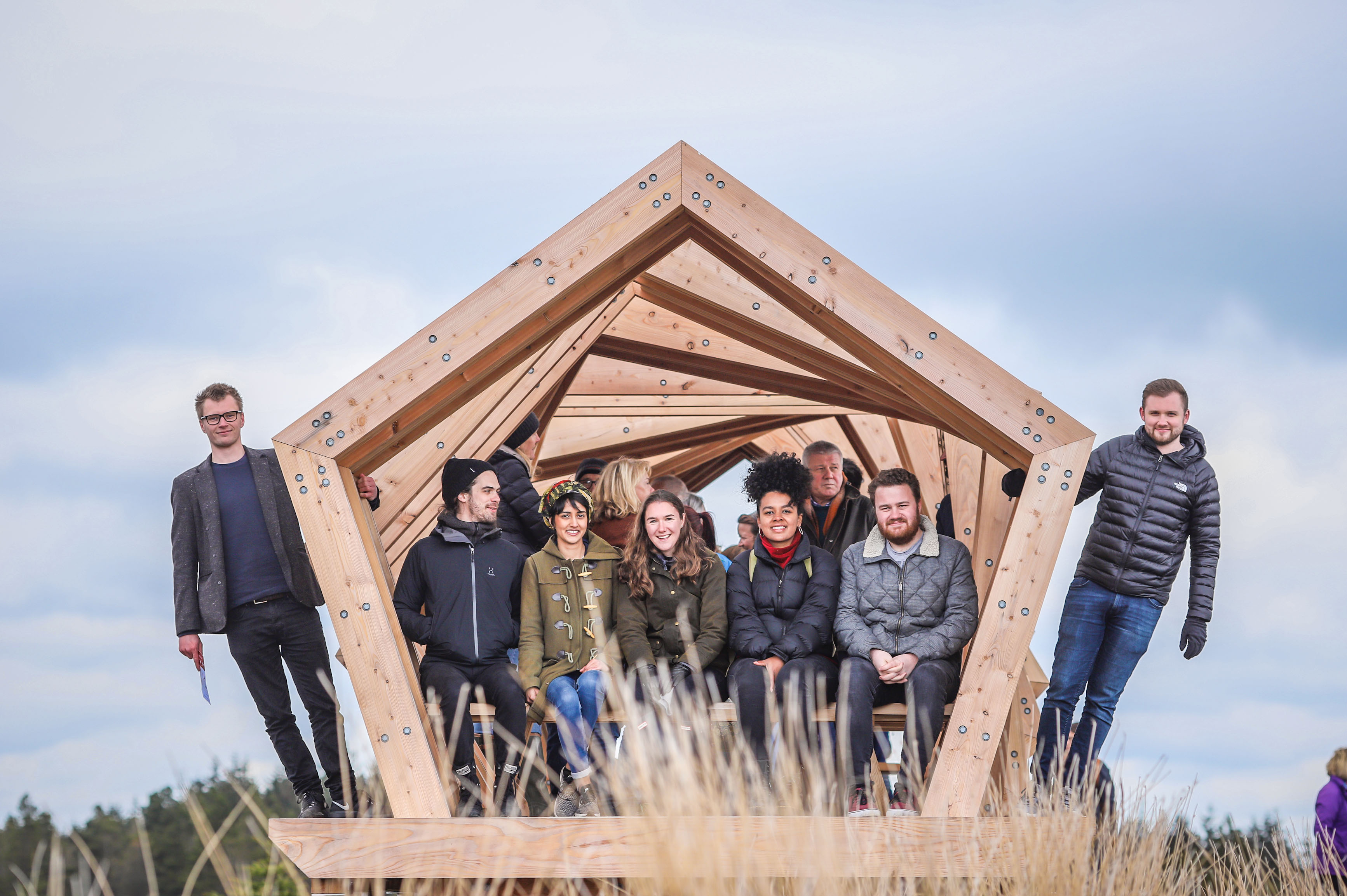 "The Nick 7" (left to right) - Newcastle University students (Outside) Harry Thompson, (inside) Lewis Lovedale, Reshma Upadhyaya, Olivia Ebune, Dominic Davies, and (outside) Joseph English.